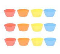 WEKADRIN 12 pezzi Stampi Muffin in Silicone Riutilizzabili Antiaderenti e Resistenti al Forno Microonde e Congelatore Pirottini Colorati per Cupcake con Contenitore Compatto