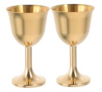 WEKADRIN 2 pezzi Calici in Ottone Vintage Design Ergonomico Gambe Eleganti Bicchieri Mini per Offerte Rituali e Meditazione Tazze in Ottone per Uso Decorativo e Regalo