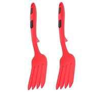 WEKADRIN 2 pezzi Forchette da Cucina in Silicone Flessibile Rosso Intenso Resistenti al Calore Antiscivolo e Facili da Pulire Utensili Pratici per Insalata e Pasta