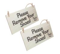 WEKADRIN 2 Pezzi Targa in da Appendere Ingresso con Please Take off Your Shoes Cartello Decorativo Resistente Hotel Ufficio