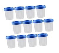 WEKADRIN 25 pezzi Bicchieri Dosatori Graduati in Plastica con Tappo Blu Contenitori Campioni Laboratorio Resistenti e Sigillati per Analisi e Misurazioni Accurate