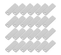 WEKADRIN 25 Pezzi Etichette Rettangolari in Acciaio Lucido con Targhette Metalliche Resistenti per Incisione e Portachiavi Unisex Accessori Durevoli e Impermeabili per Creazione Gioielli e