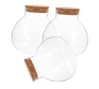 WEKADRIN 3 pezzi Bottiglie Ecologiche in Vetro con Tappo in Sughero da Barattoli Trasparenti per Micro Paesaggi e Terrari Decorazione Naturale per Interni Contenitori Stabili e Resistenti