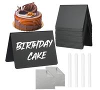 WEKADRIN 30 Mini Lavagne da Tavolo Bifacciali Nere Riutilizzabili con 4 Pennarelli e 2 Panni in Microfibra, Piccole Lavagnette a Cavalletto per Casa, Ufficio e Cucina