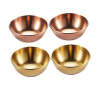 WEKADRIN 4 pezzi Piatti Antipasto in Acciaio Ciotole per Spezie e Salse Design Rotondo Liscio Cucina Bbq e Picnic Oro Rosa