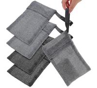 WEKADRIN 4 pezzi Sacchetto Salvasapone Esfoliante Morbido e Confortevole Texture Onde per Schiuma Ricca Contenitore Sapone Durevole in Grigio e Nero per Uso Differenziato