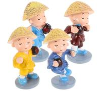 WEKADRIN 4 pezzi Statuine Monaci in Resina con Pose Pugno Decorazione da Tavolo Kung Fu Cinese per Interni e Auto Ornamentale e Giocoso per Scrivania e Casa