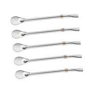 WEKADRIN 5 Pezzi Cucchiai Miscelatori in Acciaio Inossidabile con Filtro Integrato Rosé Oro Cannucce Cucchiaio per Caffè e Latte Design Ergonomico per Bar e Uso