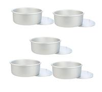 WEKADRIN 5 pezzi Teglie Rotonde Alluminio con Removibile per Torte Mini Antiaderente Stampo Torta Ro Tondo per Forno Accessori Cucina