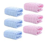WEKADRIN 6 pezzi Asciugamani Muslin in per Ragazzo Salviette Quadrate Assorbenti per Saliva e Pannolino Rosa e Morbidi e Traspiranti per Pulizia e Mani