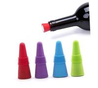 WEKADRIN 6 Pezzi Riutilizzabile per Bottiglie Vino in Silicone Alimentare con in Acciaio Inossidabile Salvavino Ermetico per Vino Rosso e Bianco per Bar e Casa