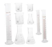 WEKADRIN 9 pezzi Vetreria Scientifica in Vetro Premium Cilindri Graduati e Beuta Resistente Sostanze Chimiche Capacità con Misurazione Chiara per Laboratorio e Cucina