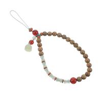 WEKADRIN Bracciale da Polso per Cellulare con Perline in Legno Verde Design Tradizionale Cinese Antismarrimento Cinturino Corto Ergonomico e Simbolo di Buona Sorte per Donna