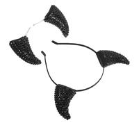 WEKADRIN Cerchietto Demone Strass e Forcine a Forma di Corna da Diavolo Set Accessori Chioma per Cosplay e Feste di Halloween Fascia Costume Malvagio Nero Strass Scintillanti