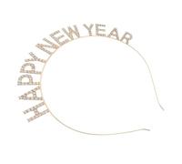 WEKADRIN Cerchietto Happy Year in Lettere Dorate Fascia Fashion per Feste e Foto di Gruppo Accessorio per Party di Capodanno