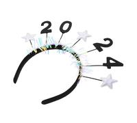 WEKADRIN Cerchietto per Capodanno in Tessuto Argento con Numeri e Stelle Accessorio Festa Comodo e Versatile per Adulti