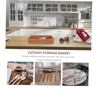 WEKADRIN Cestino Delle Posate Forche Contenitore Utensile Cestino Portaoggetti in Rattan Argenteria Intrecciata Vassoio Rotondo in Rattan
