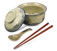 WEKADRIN Ciotola Ramen in con Bacchette e Cucchiaio Scodella per Zuppa e Noodles Capacità e Conservazione Calore per Ramen e Altri Piatti