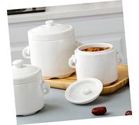 WEKADRIN Ciotola Stufato in Ceramica con Coperchio Resistente al Calore per Zuppe Uova al Vapore Dessert e Brodi Pentola Stufato Multiuso per Casa e Ristorante