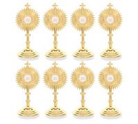 WEKADRIN Crocifisso in Metallo Dorato 8 Pezzi 62X29 CM con Base per Decorazione Tavolo Preghiera Cattolica Statua Santissimo Sacramento Croce da Esposizione per Cappella e Casa