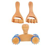 WEKADRIN Massaggiatore in Legno Naturale per Piedi e Schiena, Set 3 Pezzi Rulli Rotanti Ergonomici, Compatto e Portatile per Massaggio Rilassante Post Attività Sportive e Quotidiane