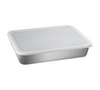 WEKADRIN Piastra Grill in Acciaio Inox Griglia a Rete 23x17x5 Cm, Teglia per Barbecue e Drenaggio Olio, Set Cucina Copertura per Conservazione Alimenti, Accessori per Cottura e Preparazione Pasti
