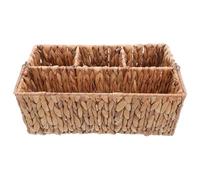 WEKADRIN Porta Posate in Paglia Intrecciata con Scomparti e Manico Organizer Cucina per Posate e Condimenti Cestino Rettangolare Intrecciato per Picnic e Tavola Contenitore Utensili Facile