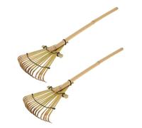 WEKADRIN Rastrello in Bambù Piccolo 2 Pezzi da 50 CM Manico Rastrello Multifunzionale per Giardinaggio e Sabbia Attrezzi da Giardino in Stile Giapponese per Aiuole e Bonsai
