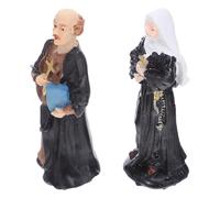 WEKADRIN Scultura in Resina 2 Pezzi Statua Religiosa Sacerdote e Suora Compatta e Resistente Decorazione per Scrivania Ufficio e Miniature per Sand Tray