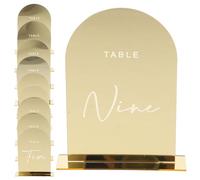 WEKADRIN Segnaposto per Matrimonio in Acrilico Dorato 10 Pezzi, Cartellini Numerici Tridimensionali per Banchetti e Feste, Etichette da Tavolo Resistenti e Riutilizzabili per Eventi