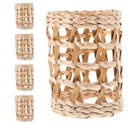 WEKADRIN Set 5 Pezzi Maniche in Paglia Intrecciata per Bottiglie, Copertura Traspirante per Biberon e Dispenser Sapone, Protettore Ecosostenibile per Bagno e Cucina, Design Artigianale