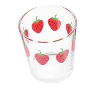 WEKADRIN Tazza in Vetro Trasparente con Motivo Fragola Multiuso per Caffè Tè Latte e Succo Bicchiere Portatile con Fondo Spesso Design Semplice e Sicuro per Uso Quotidiano