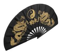 WEKADRIN Ventaglio Pieghevole Stile Cinese Vintage per Arti Marziali Tai Chi Ventilatore Compatto e Leggero Accessorio per Danza e Fotografia Design Tradizionale con Motivo Fortunato