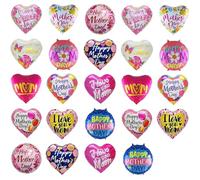WEKAFEN Palloncini per la festa della mamma, 24 pezzi, 45,7 cm, a forma di cuore, rotondi, in Mylar, colorati, decorazioni per feste per mamma, nonna, compleanno