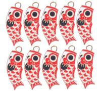 WEKAMOS 10 pezzi Ciondoli Carpa in Lega Sicura per Gioielli Fai da Te Pendente Decorativo Rosso Carpa Giapponese Charm Portachiavi e Borsa Aspetto Brillante e Resistente