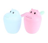 WEKAMOS 2 pezzi Coppe per Bagnetto Cucchiaio Doccia per Shampoo con Design Cartoon Contenitore Acqua per Lavaggio Capelli Impugnatura Ergonomica e Facile da Pulire Colori Rosso e Blu