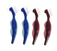 WEKAMOS 4 pezzi Spazzolini per Dentiera Spazzole Doppie per Strumenti Leggeri per La Dentiere Facili Usare e Pratici per Adulti