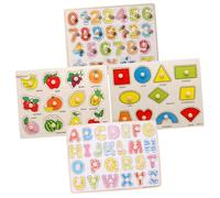 WEKAMOS 4 Puzzle in Legno per Anni Educativo Montessori con Manopole Puzzle Prescolare per Sviluppo Coordinazione Occhio Mano e Abilità Motorie