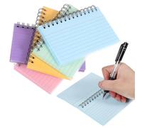 WEKAMOS 5 pezzi Quaderni Taccuini Piccoli Colorati con Anelli in Metallo Blocco Note Portatile Righe Orizzontali per Scuola Ufficio e Studio Copertina Trasparente Formato Compatto