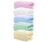 WEKAMOS Asciugamani Per La Saliva e Ruttino Del Ragazzo Ragazza 5 Pezzi in Cotone a Sei Strati Per Ragazzo Ragazza Salviette Morbide e Riutilizzabili Per Pulizia Viso e Corpo