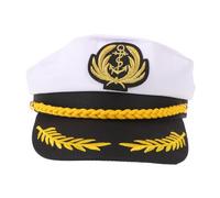 WEKAMOS Cappello Capitano Marinaio Unisex Regolabile con Visiera Piatta Cappello Yacht Antivento e Traspirante per Feste Estive Tema Marittimo