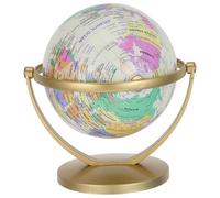 WEKAMOS Globo Terrestre da Tavolo Interattivo, Mappamondo Didattico in Plastica Bianco da 14,2 Cm con Supporto Girevole, Strumento Educativo per Lezioni di Geografia e Decorazione