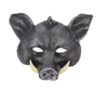 WEKAMOS Maschera Cosplay Cinghiale Nera per Halloween Adulti Accessorio Animale Realistico Resistente e Dettagliata per Feste Balli in Maschera e Cosplay