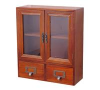 WEKAMOS Mobiletto Decorativo da Parete Vintage con Doppia Porta e Cassetti, Pensile in Legno con Ripiani Smontabili, Organizer da Scrivania e Armadietto per Garage, Soggiorno, Bagno