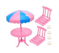 WEKAMOS Mobili Miniatura per Casa delle Bambole con Tazze Caffè Oro e Tavolo e Sedie Rosa in Plastica Resina Accessori Decorativi Realistici per Diorama e Paesaggi Miniature