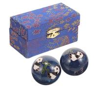 WEKAMOS Palle per Esercizi Manuali Baoding 42Mm Cuscinetti Solidi e Smalto Set da 2 Palline Massaggianti per Sollievo Muscolare e Fitness Mani Cofanetto Regalo Design Panda per