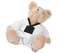 WEKAMOS Peluche Orso Taekwondo per Morbido Orsetto Giocattolo a Forma di Orso Cintura Nera Decorazione e Cuscino Multifunzione per Feste e Regali