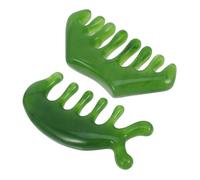 WEKAMOS Pettine da Massaggio al Cuoio Capelluto in Jade 2 Pezzi, Pettine Portatile per Massaggio Testa Denti Larghi, Protegge i Chioma da Nodi e Rilassa