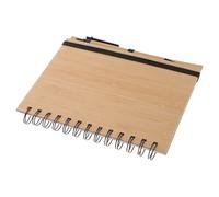 WEKAMOS Quaderno di Diario in Bambù con Copertina Rigida, Blocco Note a Spirale Tascabile con Pagine Ampie, Quaderno la Scuola e L’ufficio, Set Portatile per Appunti e Scrittura