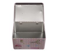 WEKAMOS Scatola di Latta Rettangolare con Coperchio per Accessori da Cucito Contenitore in Metallo Portatile per Aghi e Fili Misura